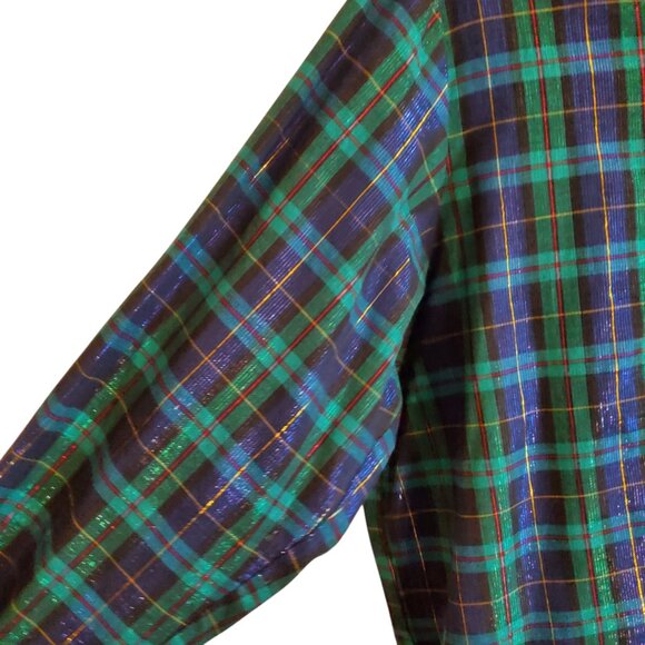 Hobby Horse Show Shirt Blue Green Gold Red Metallic Threading Large - Picture 6 of 16